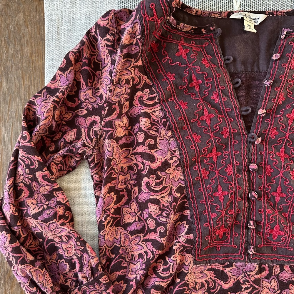 Lucky Brand purple and pink floral button-up top